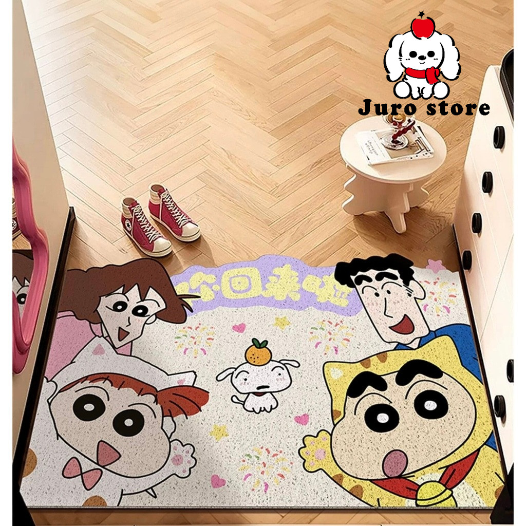 JURO Keset Outdoor Shinchan Penyerap Air Anti Selip ,Keset Pintu, Keset Kulit Berkualitas Tinggi Cep