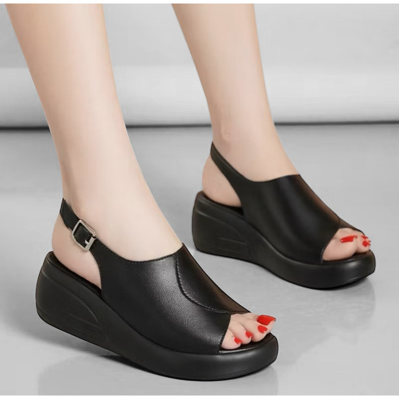 Sepatu Sandal Heels Busa Kirana Simple Tali Kait Modern Best Seller