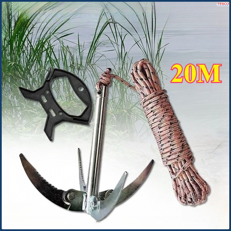 Jangkar Lipat 4 Cakar Sabit Pemotong Rumput Air Alat Kebun Air Besi Galvanis Jangkar Mini Portable