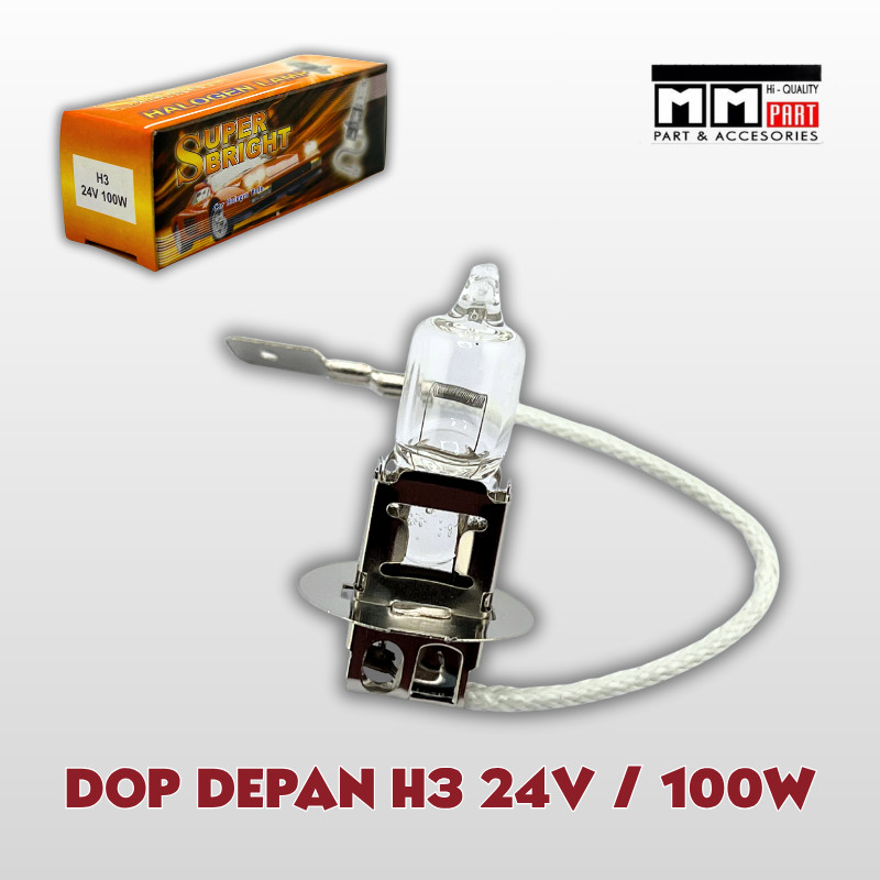 DOP DEPAN H3 24V/100W - LAMPU BOHLAM KABUT UTAMA H3 24V / 100W  LED HALOGEN FOGLAMP SUPER TERANG