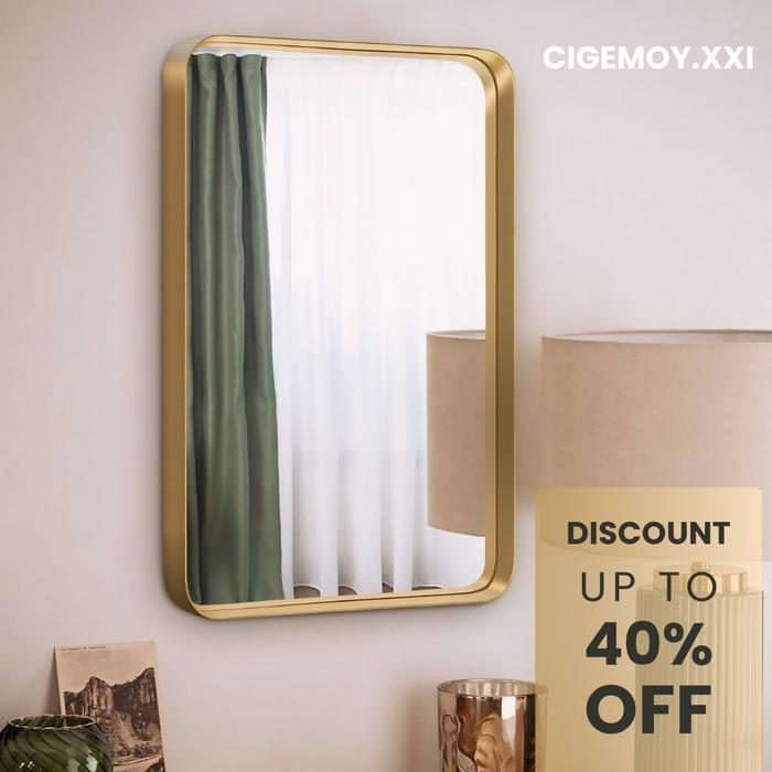 Cermin Dinding Gantung Aesthetic Frame Persegi Gold [GARANSI 100%] FREE PACKING - gold vertikal, 40c