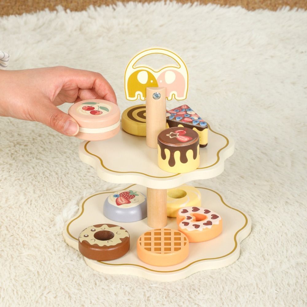 Wooden Afternoon Tea Set Toy Simulation Early Educational Tea Set Play Toy Interactive Montessori Pr