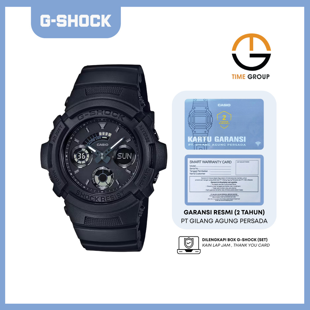 JAM TANGAN PRIA G-SHOCK AW591BB-1AD AW-591BB-1 DIGITAL ANALOG BLACK RESIN STRAP ORIGINAL