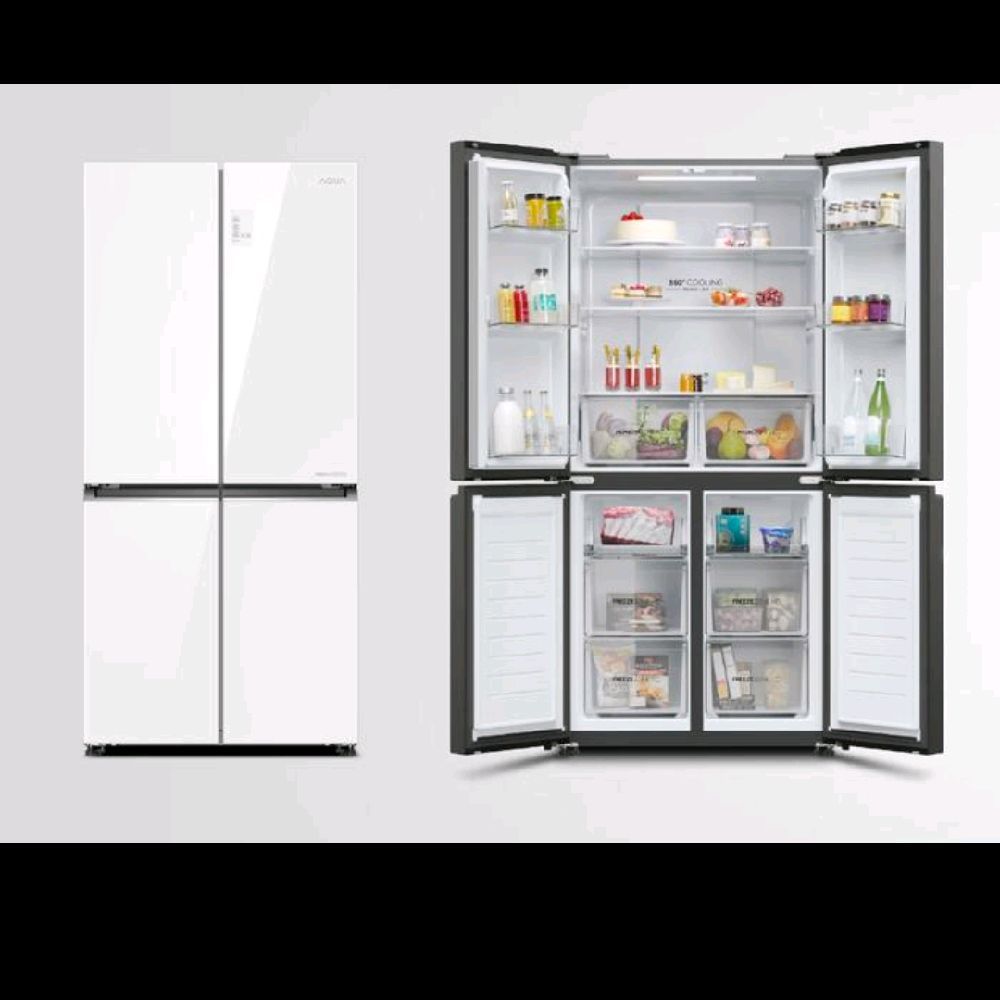 KULKAS AQUA 4 PINTU AQR-TTD546RBG(WT) WARNA PUTIH KACA Inverter