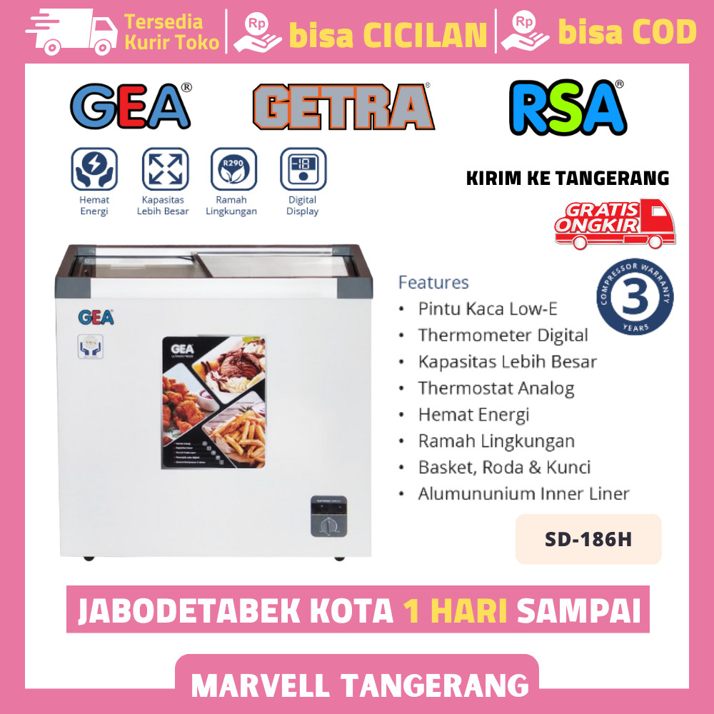 Freezer Sliding Glass GEA SD 186H Freezer Es Krim Original