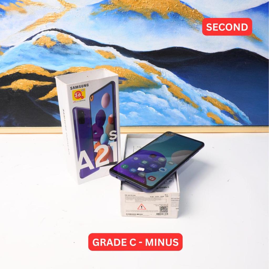 SAMSUNG A21S 6/128 GB GRADE C - MINUS HP SECOND ORIGINAL SINAR MUTIARA CELL