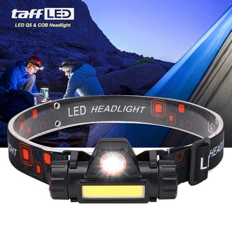 Senter Kepala LED Headlight USB Rechargeable Q5 COB Lampu Senter Kepala Lampu Depan LED Isi Ulang