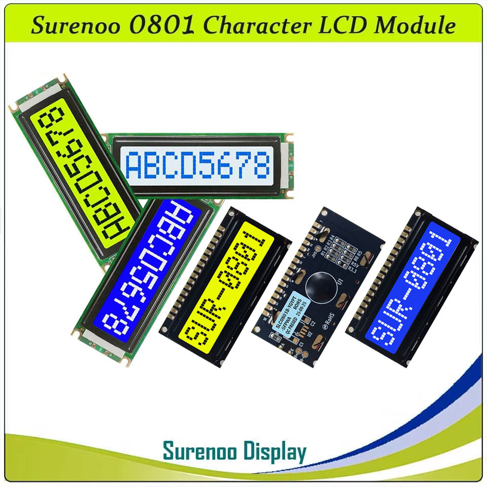 Surenoo 801 0801 8X1 aracter LCD Module say Screen LCM LED Backlight AIP31066 SC780D KS0066 HD44780