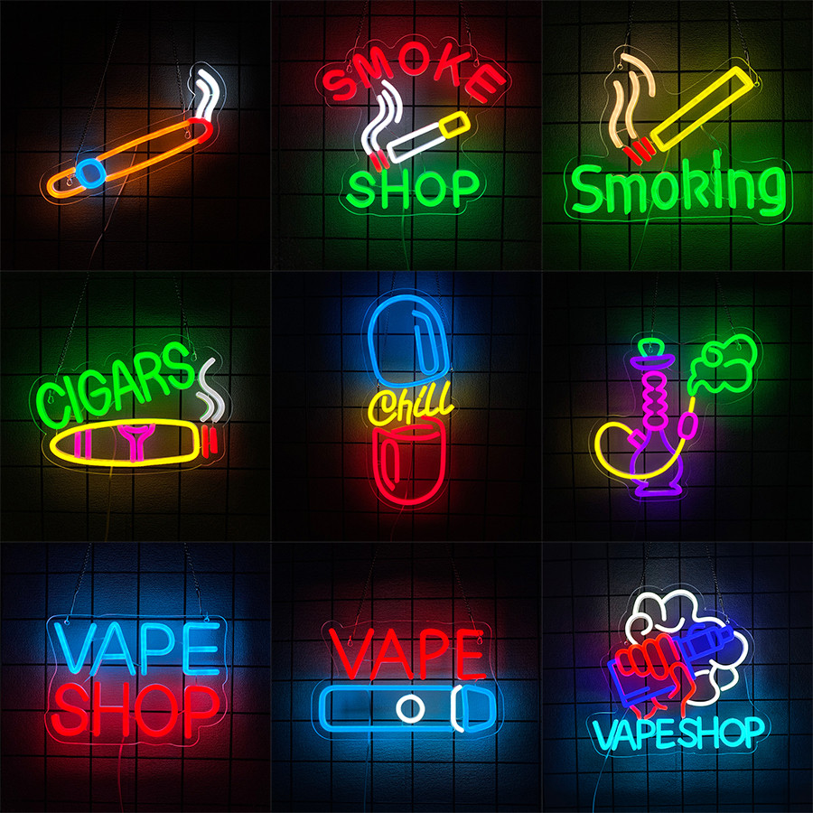 Hookah Neon Sign for Bar Smoke Shop or Man Cave Decor,USB Bright Led Advertising splay for Smoking L