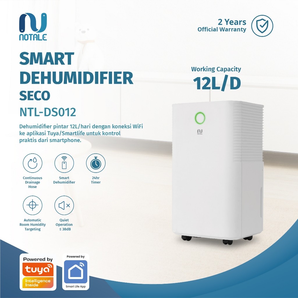 Notale Seco Smart Dehumidifier 12L/hari Penyerap Udara Lembab