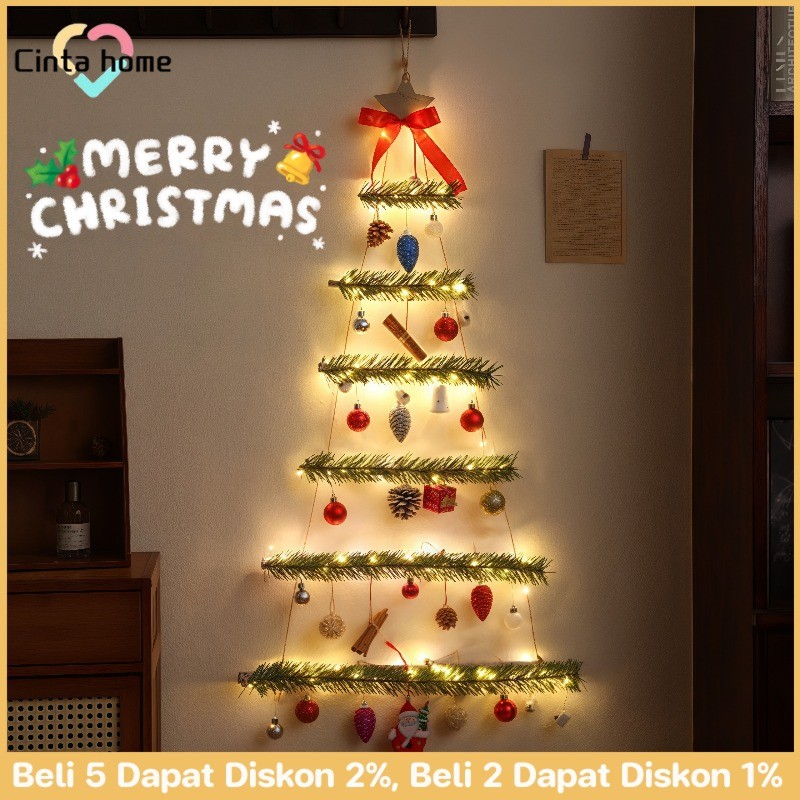 Christmas Hiasan Dinding Pohon Natal LED Pohon Natal Dinding Dekorasi Natal Untuk Dinding Dengan Poh