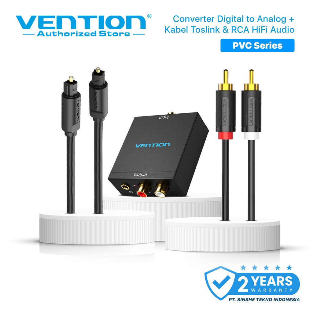 Vention Bundling Converter Audio Digital to Analog + Kabel Audio RCA L/R for TV Speaker