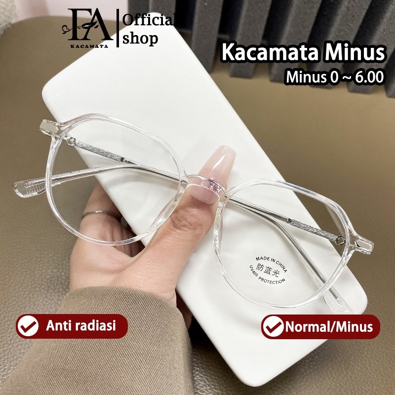 FOMAMATA Kacamata Minus Anti Blueray Silinder Wanita Pria Lonjong Frame Antiradiasi Kaca Mata Optik