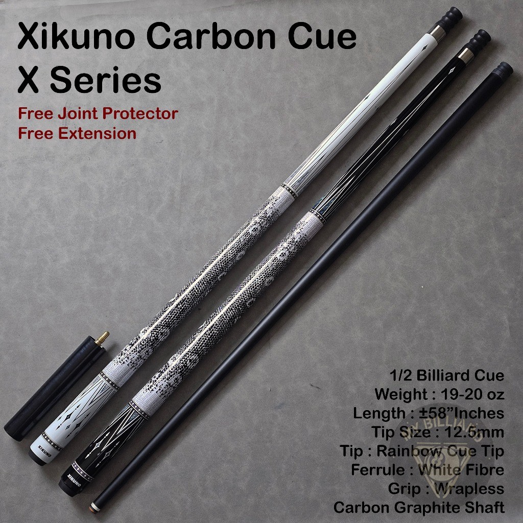 Xikuno X Series Carbon Graphite Cue 12.5mm - Cue Stick Billiard Karbon Stik Karbon FiberGlass