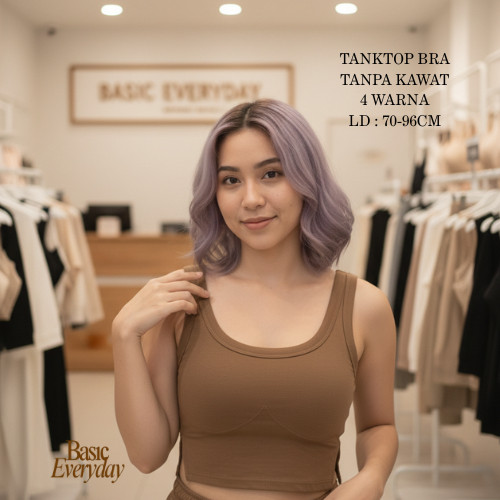 Basic Everyday Atasan Tanktop Push Up Bra Tanpa Kawat Tank Top Crop Fashion