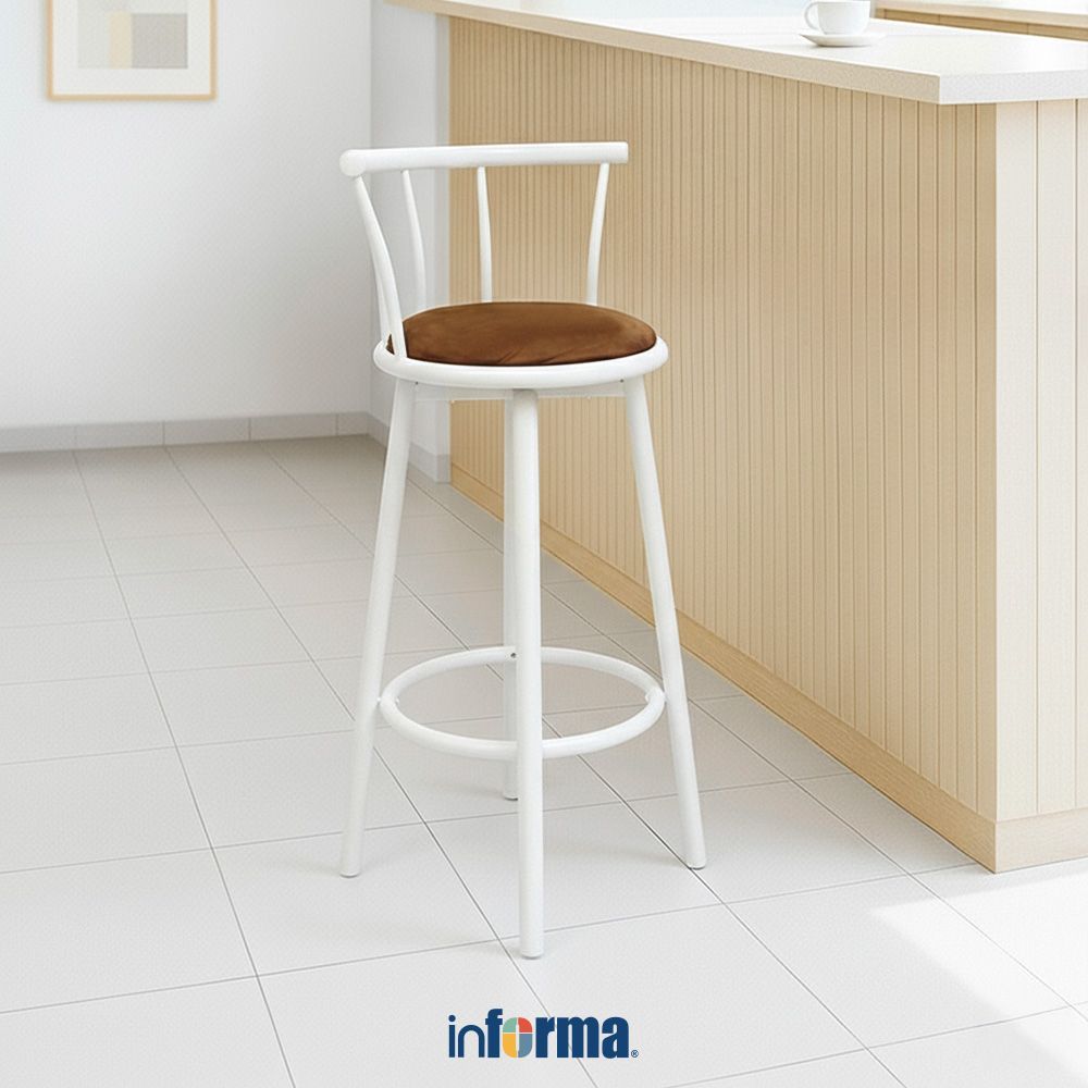 Informa Neo Mocha Kursi Bar Fabric - Ivory Bar Stool Kursi Kafe Bartending Furniture Ruang Makan