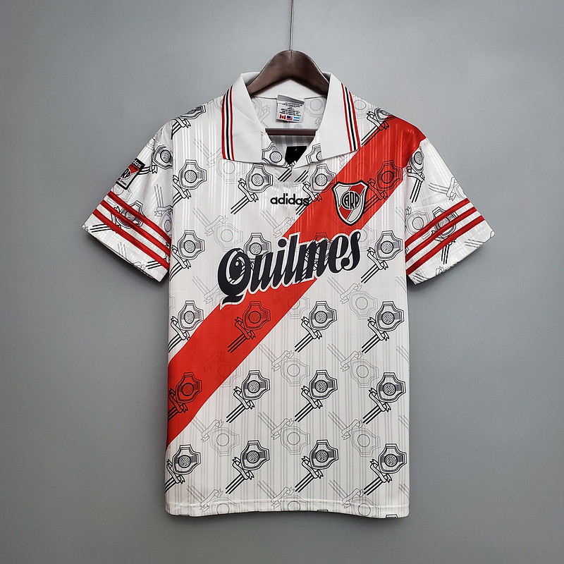 Jersey Retro River Plate 95/96 home A54 Bola Retro football T shirt pria