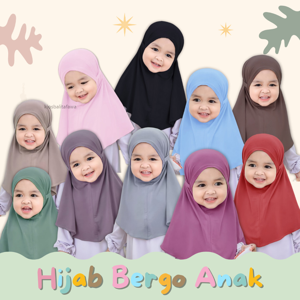 Jilbab Aisha uk 0-5 tahun / Hijab Bergo Anak Perempuan Polos Jersey Premium Kerudung Lebaran Baby Ba