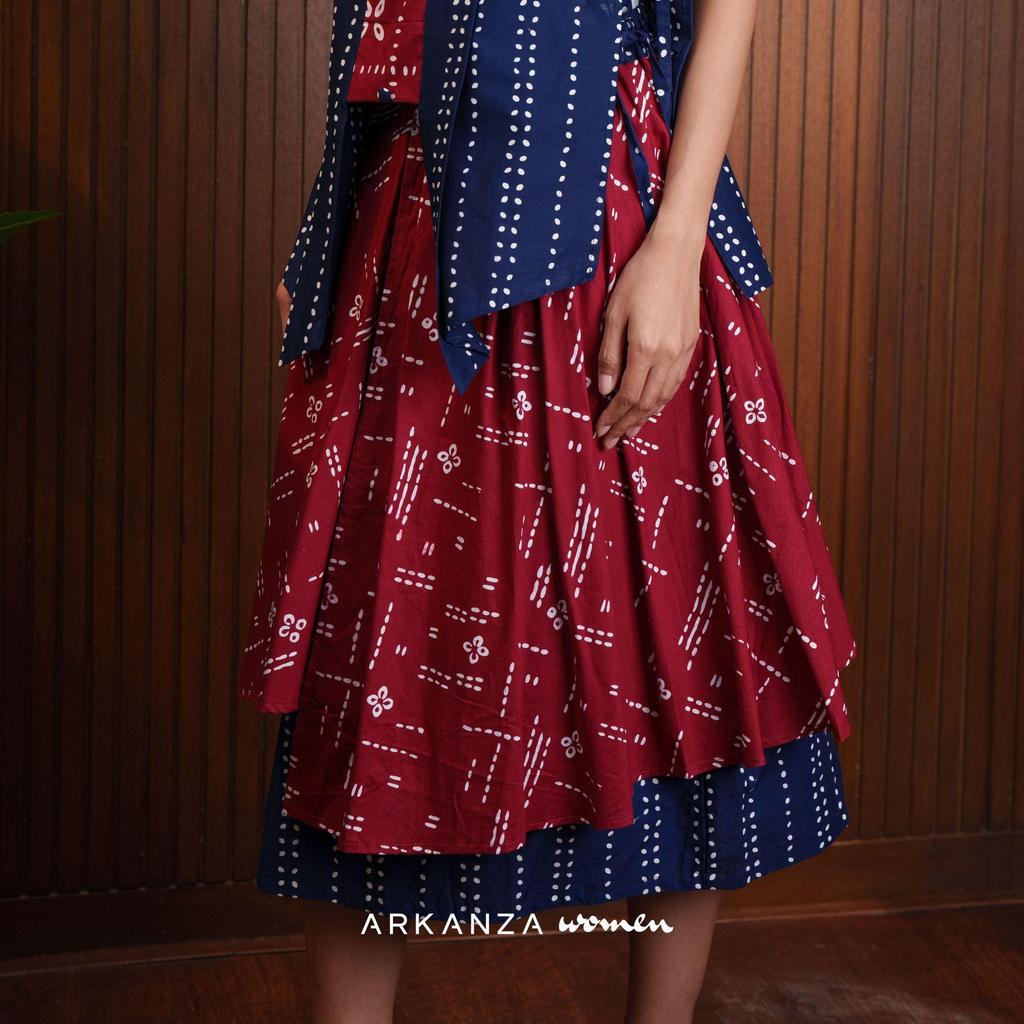 ARKANZA WOMEN Rok Batik Panjang Marina Bawahan Rok Wanita Katun  Modern Rempel A line