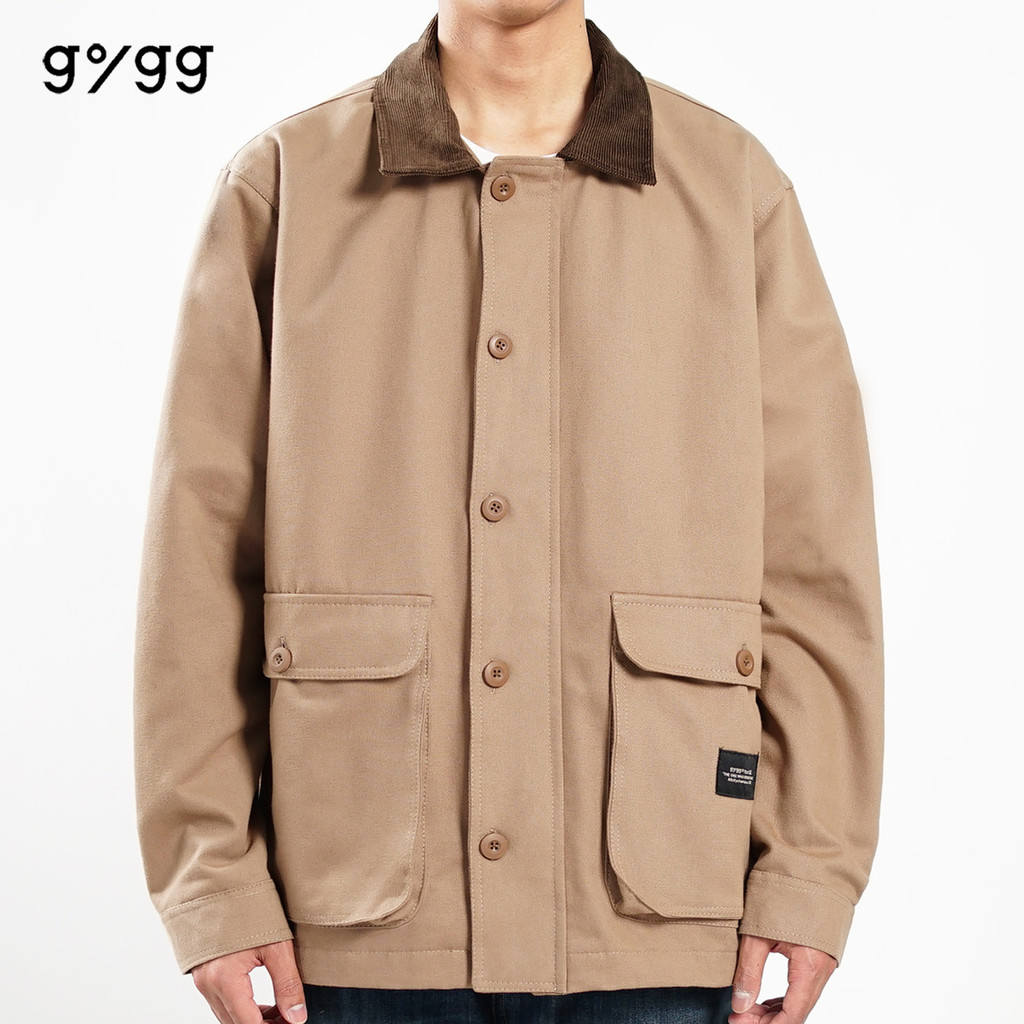 Gigg - Jolw - Cream Jacket Parka Canvas Jaket Berkerah Cowok Atasan Pria