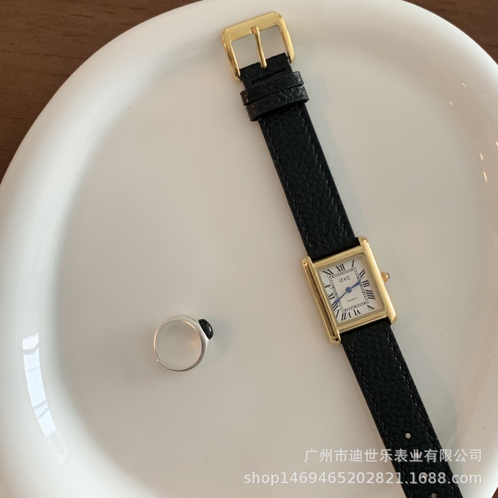 IEKE asli jam tangan wanita tank wanita jam tangan versi Korea di temperamen kulit gaya kasual klasi