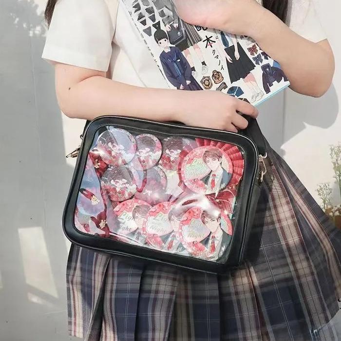 Itabag Tas Slempang Untuk Badges Tas Kuliah Tas Anime Transparan Tas Itabag Untuk Simpan Badge(Lenca