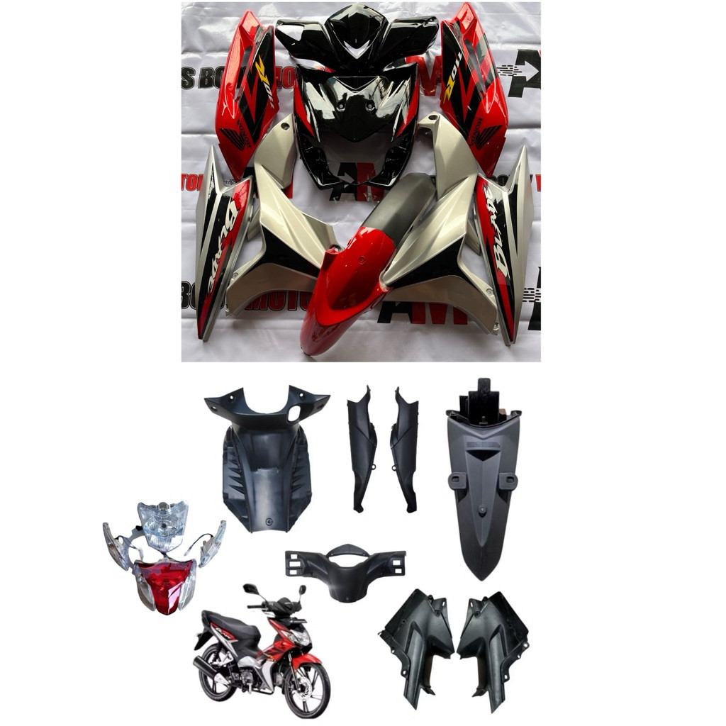 Body Blade 110 Fullset Cover Full Set Body Halus Kasar Blade 110 R Warna Merah Silver Plus Striping