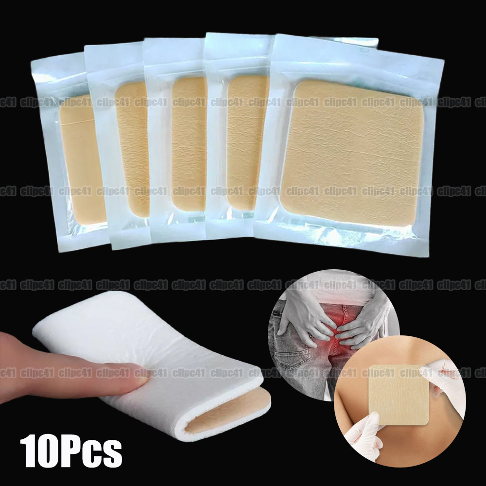 10Pcs 10cm*10cm Silicone Adhesive Dressing Wound Healing Foam Absorbent Dressing Foam with No Border