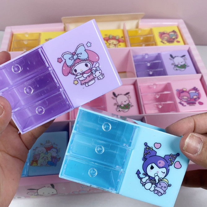 6401 Laci Kecil Motif Karakter Lucu / Rak Kecil Lucu Motif Karakter /  Laci Mini 3 Tingkat / Kotak O