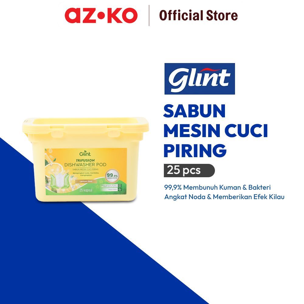 AZKO Glint Set 25 Pcs Lemon Zest Sabun Kapsul Mesin Cuci Piring - Kuning Eating Utensils Liquid Clea