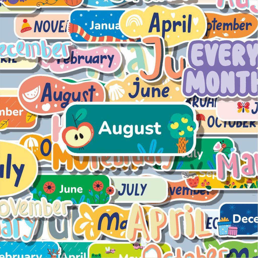 100PCS Lucu Stiker NAMA NAMA BULAN Stiker Aesthetic Stiker Anti Air Stikers Berperekat Waterproof st