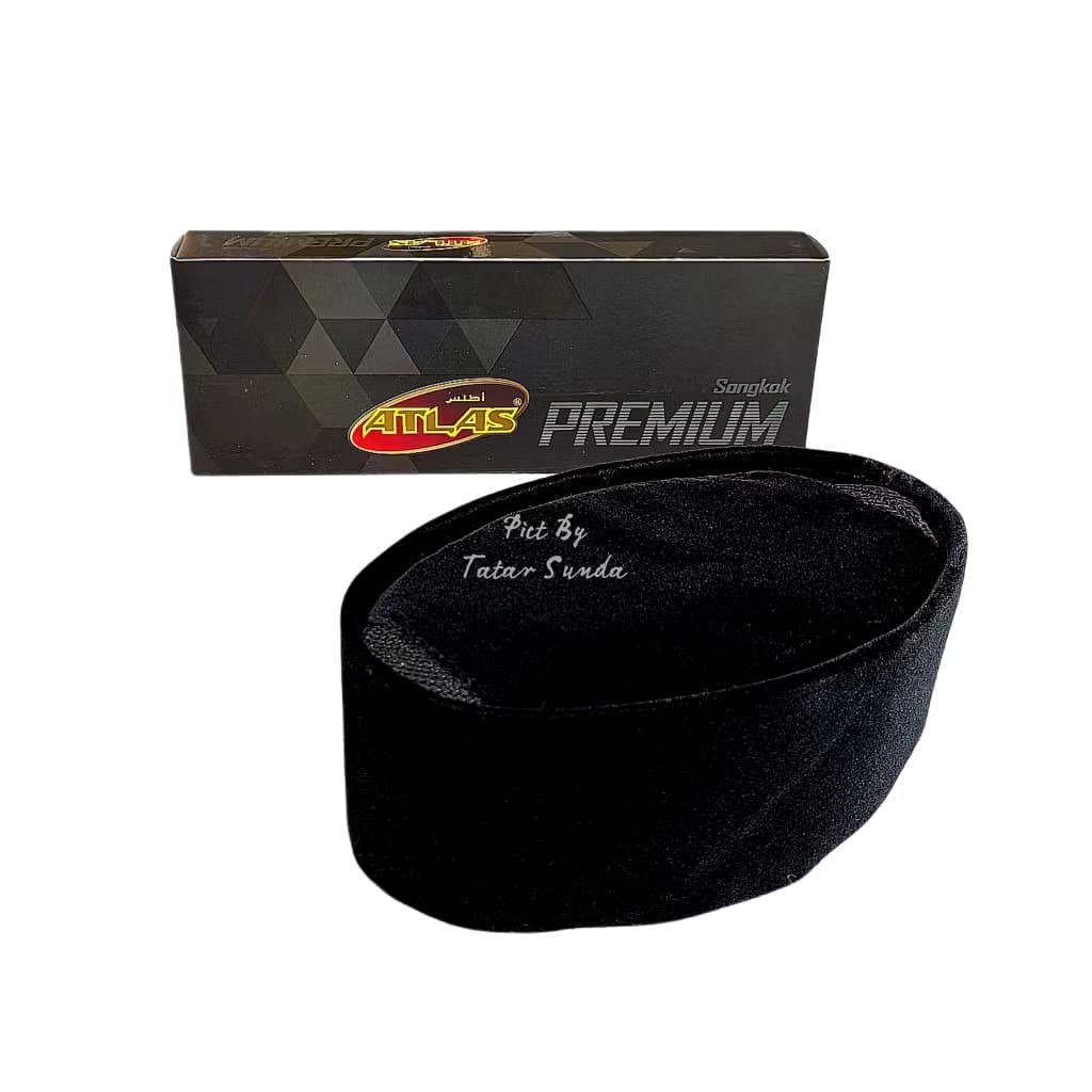 Peci Atlas Hitam Polos AC Beludru Super Halus Berkwalitas | Peci Songkok Tahan Air | Peci Hitam Anak