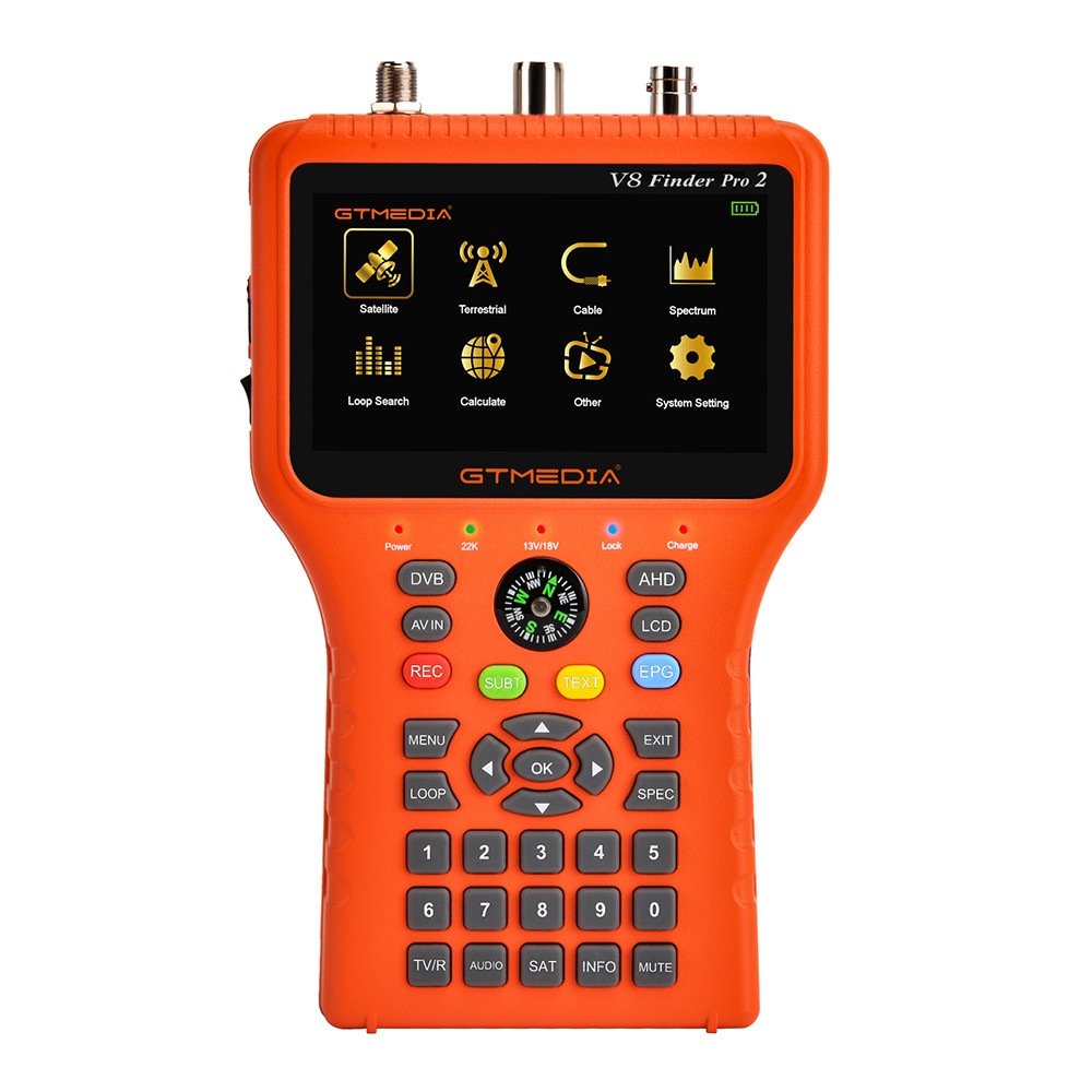 GenuineGTMEA V8 Finder pro2 Satellite Signal Finder Meter DVBS2T2C Combo HD gital Satfinder HEVC MPE