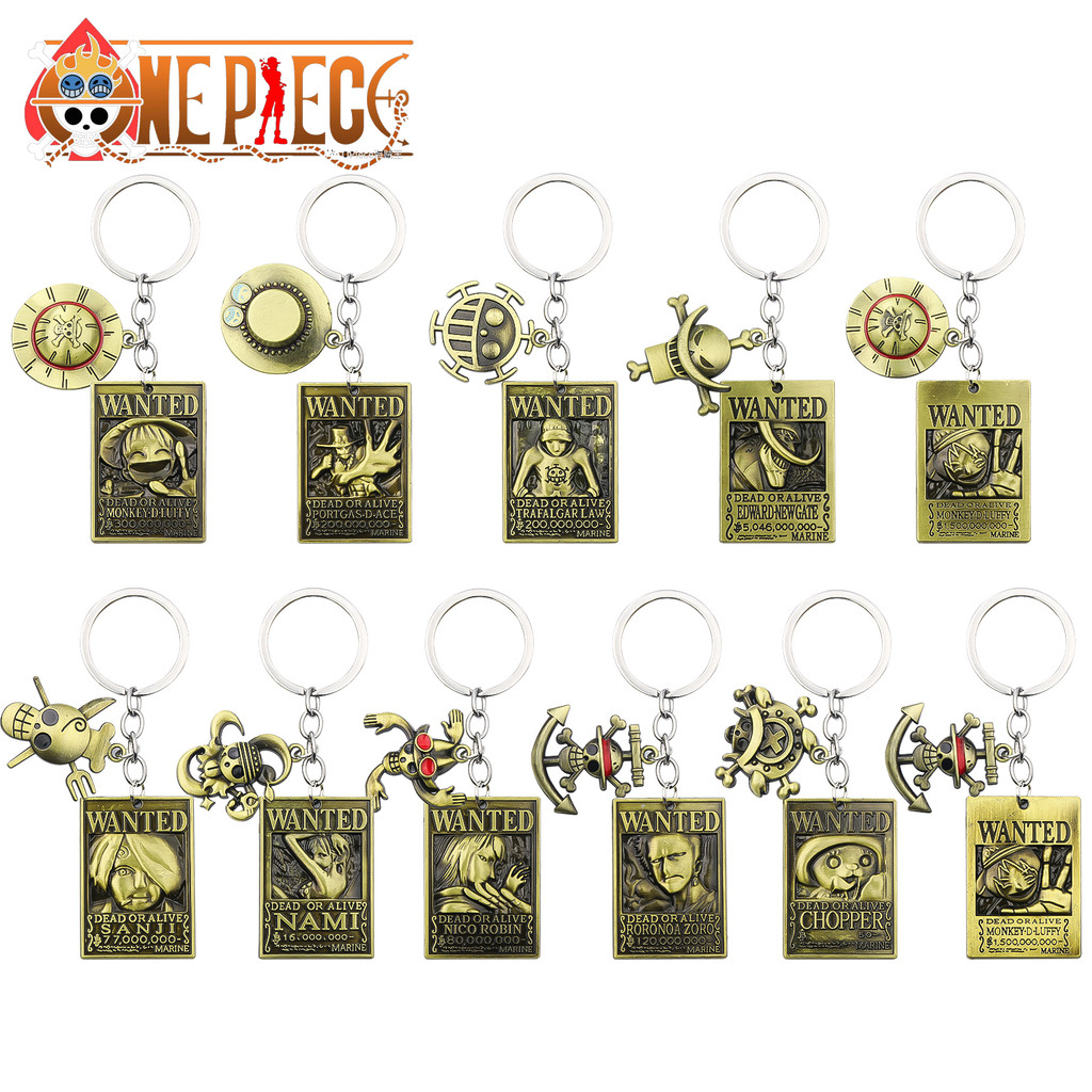 Anime Ancient One Piece Bronze Skeleton Anor Pirate Wanted Combination Keyain Pent Bounty Hunter Men