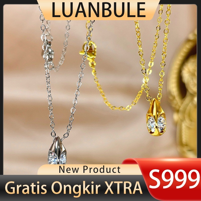 LUANBULE Kalung Liontin Zircon Emas Perak S999