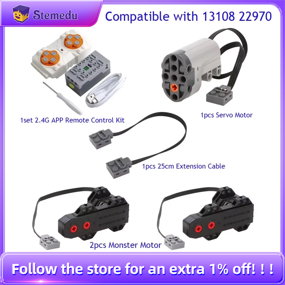 Mould King APP Programming 8 Way Remote Control Lithium Battery Box + Monster Motor Power MOC PF 131