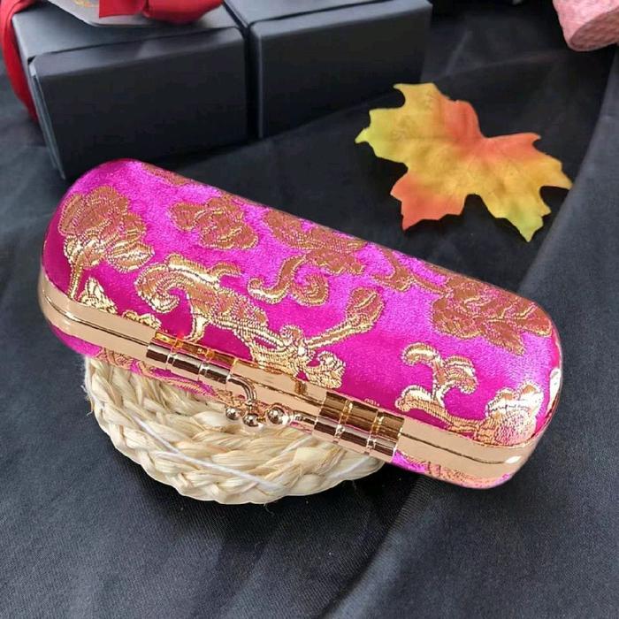 Dompet Lipstik New Desain Mewah Dompet import dengan cermin Warna Fuschia Motif random