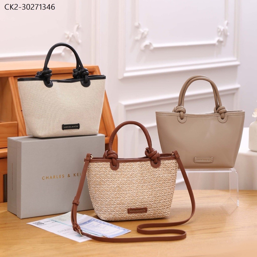 Tas Wanita #CK2-30271346 Sabine Leather & Canvas Knotted-Handle Tote Bag Branded Import