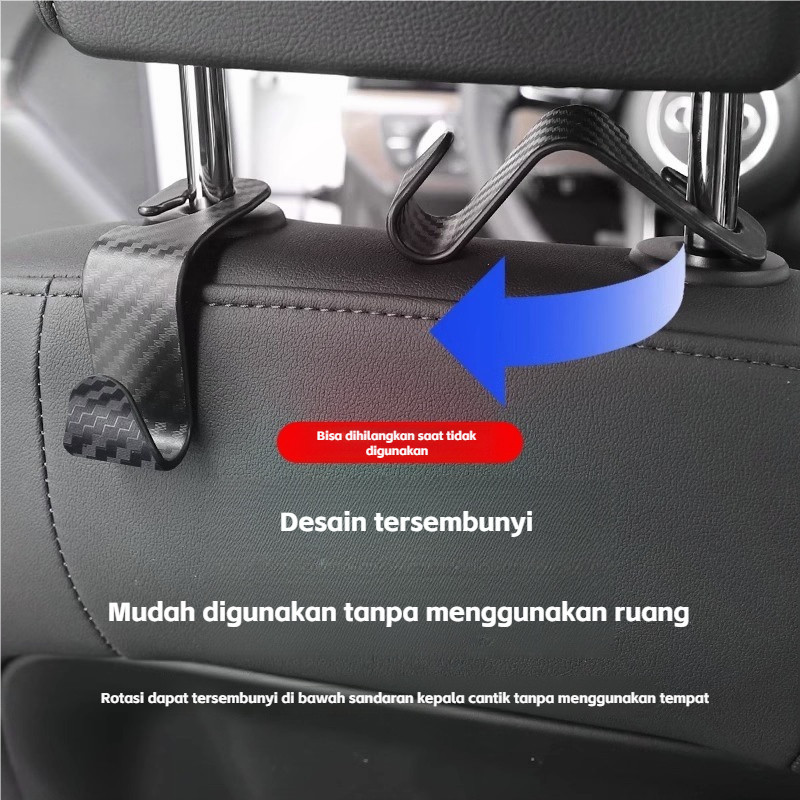 Kait Mobil Multifungsi - Kait Kursi Belakang yang Tersembunyi untuk Tas Belanja, Masker & Tas Kecil
