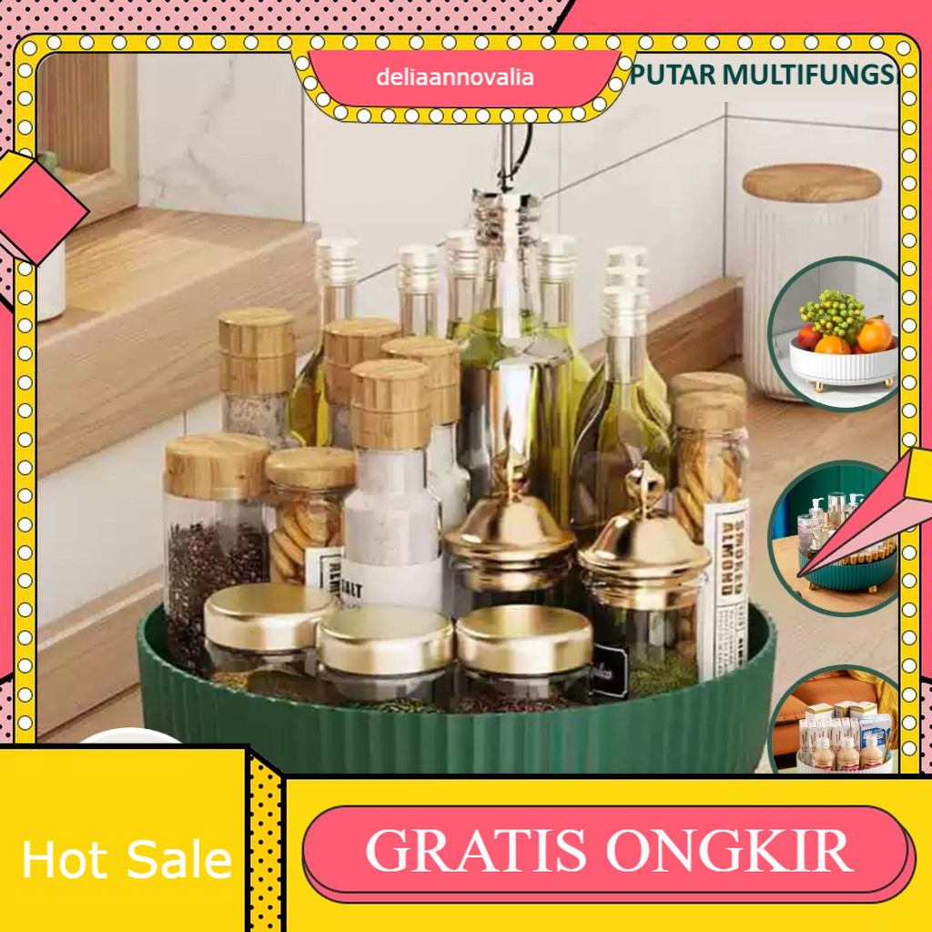 RAK PUTAR PENYIMPANAN SERBAGUNA 360 DERAJAT / RAK PUTAR BUAH / RAK PUTAR BUMBU / RAK PUTAR MINUMAN /