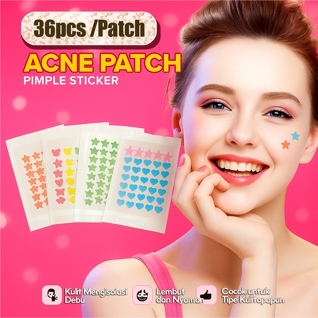 36 PCS Acne Patch Stiker Penghilang Jerawat Bintang Love Pimple Patch Sticker Acnes Tape Removal Spo