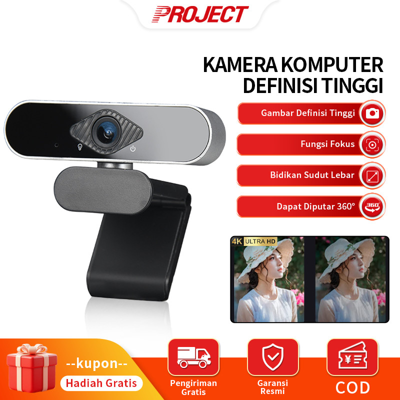 PJT Kamera komputer 4K dengan resolusi tinggi kamera eksternal USB untuk laptop cocok untuk pelajara