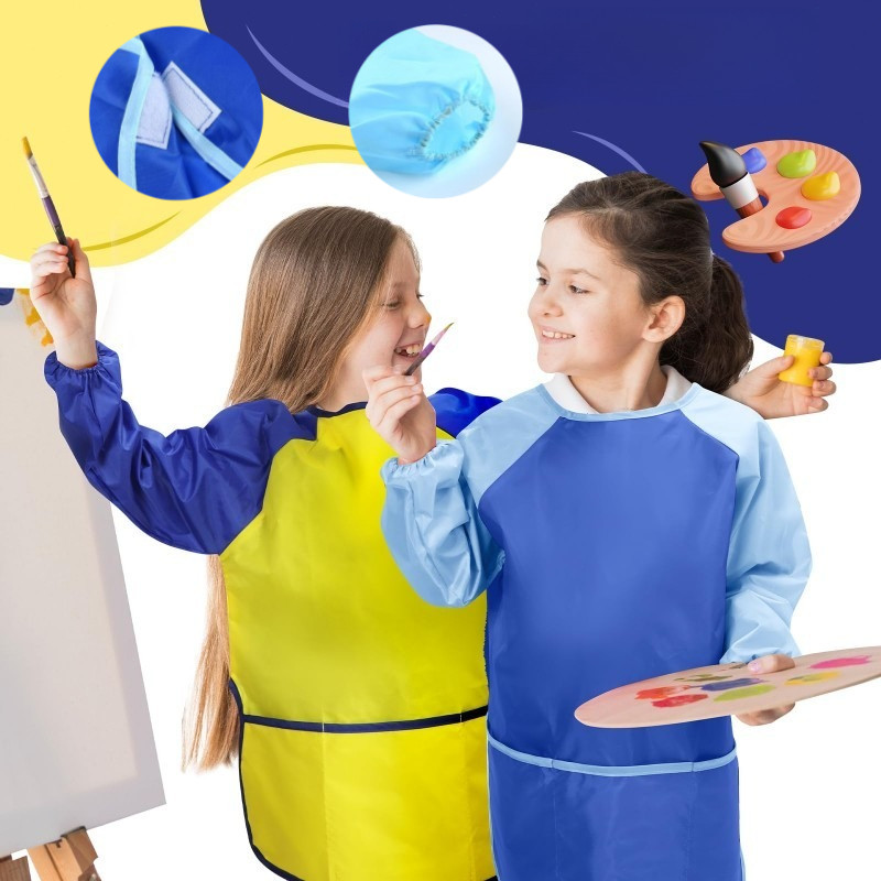 Kids Painting Apron Apron Lukis Anak Celemek Melukis Art Smock Kids Anti Air Apron Waterproof Lengan