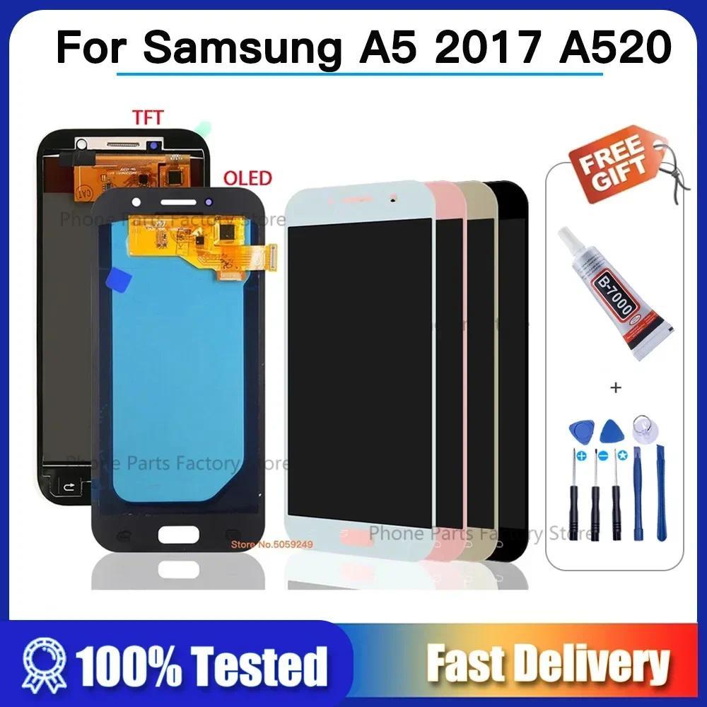 AMOLED A520F lcd Screen For Samsung Galaxy A5 2017 A520 LCD splay Tou Screen gitizer Assembly SM-A52