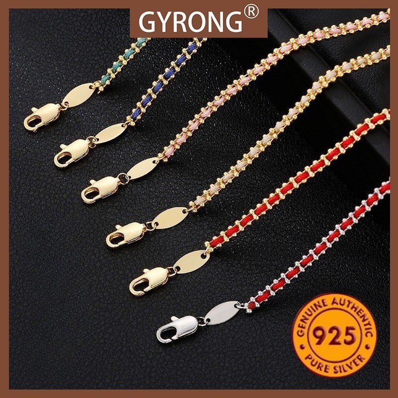 GYRONG Gelang Tali Warna Tipis Berlapis Emas Fashion Elegan