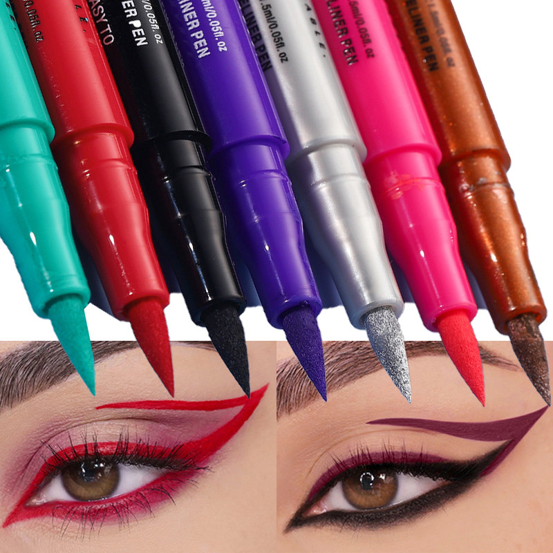 Matte Ungu Tua Mata Merah Rias Wajah, Eyeliner Cair Putih Cepat Kering Tahan Air Pensil Eyeliner Tah
