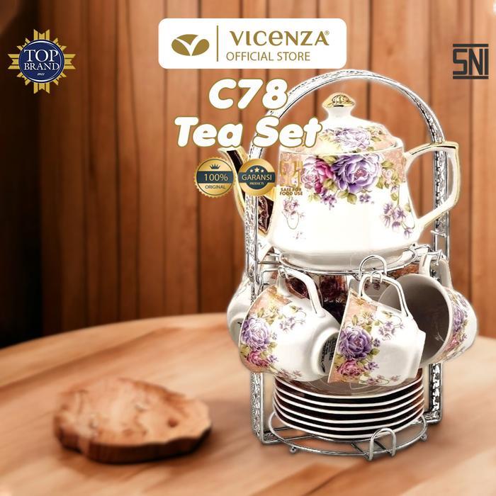 Vicenza Tea Set - Perangkat Cangkir Minum Teh C78 Magnolia