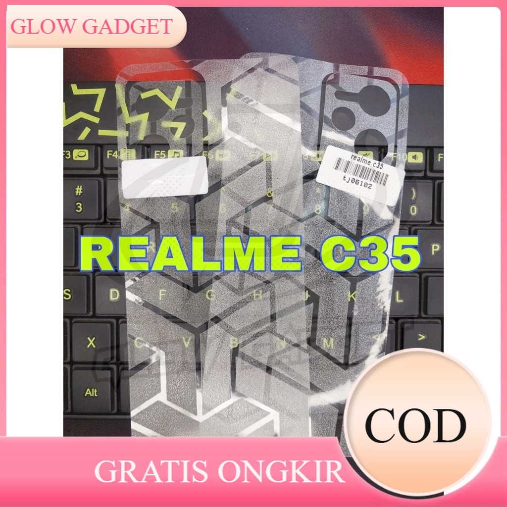 GLOW Skin Carbon Realme C35 Back Skin OPTIMUS Carbon Garskin Pelindung Belakang Handphone