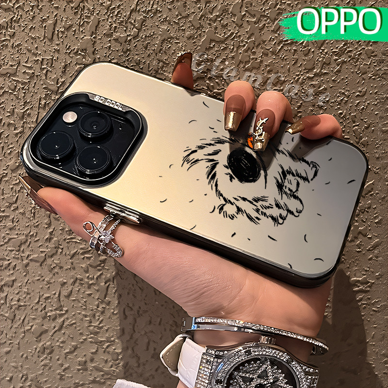Lucu Puppy Glossy Hologram PC Case OPPO A18 A57 A16 A15 A17 A60 A3x A3s A5s A54 A53 A12 A31 A58 A1K 