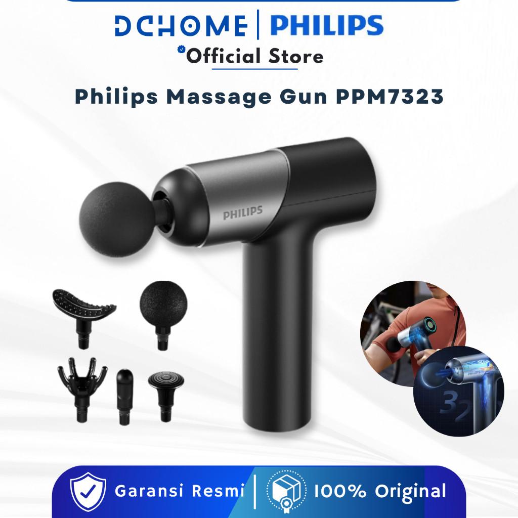 PHILIPS Massage PPM7323 Massage Gun Bantal Pijat 6kg Intensity Alat Pijat Elektrik 8in1 Free Gift